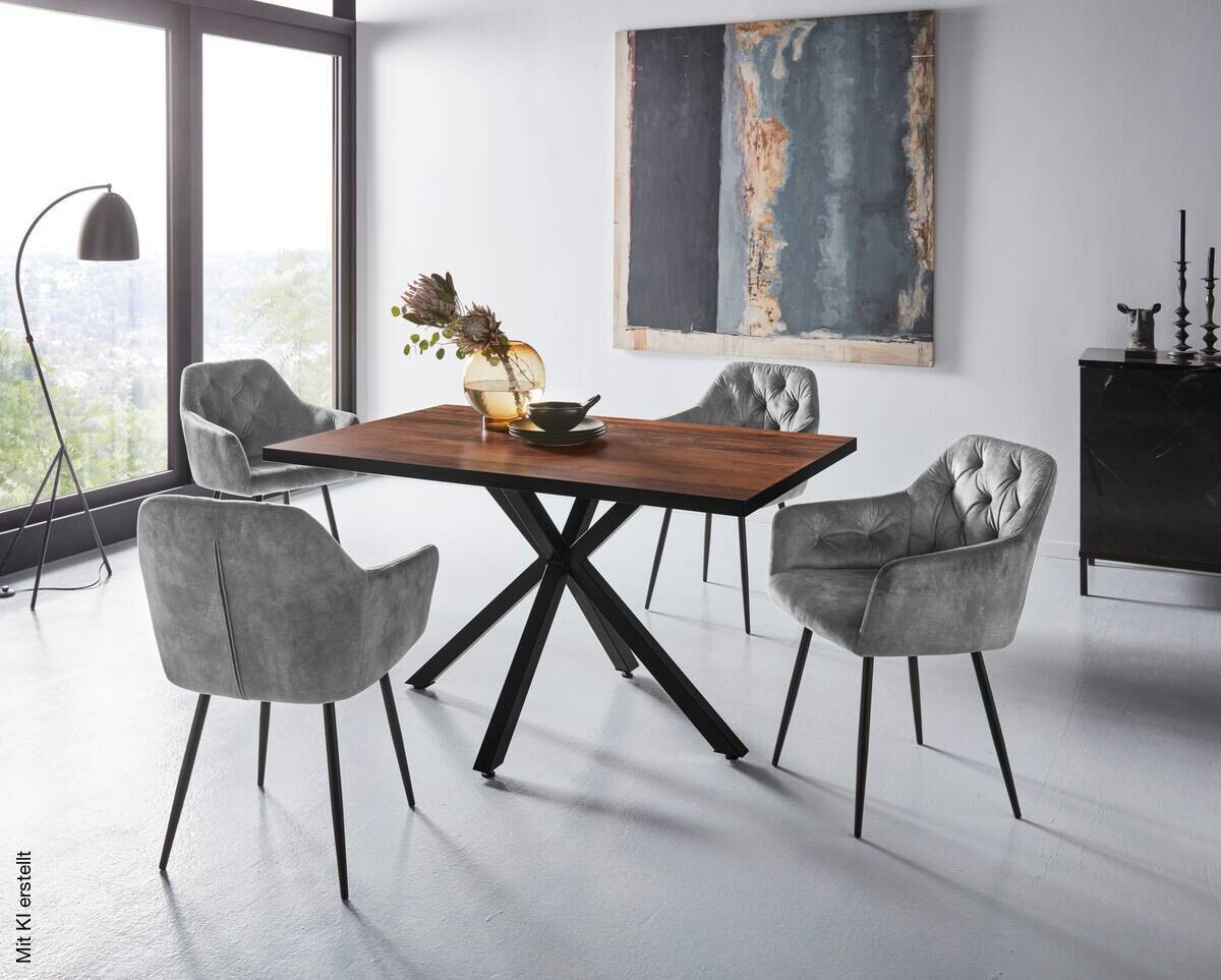 Essgruppe Cleo I grau Holzwerkstoff B/H/T: ca. 140x76x90 cm