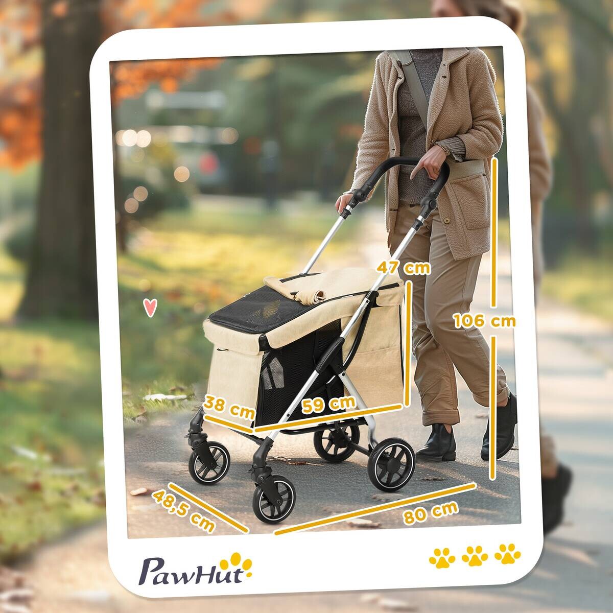PawHut Hundewagen khaki Polyester B/H/L: ca. 48,5x106x80 cm