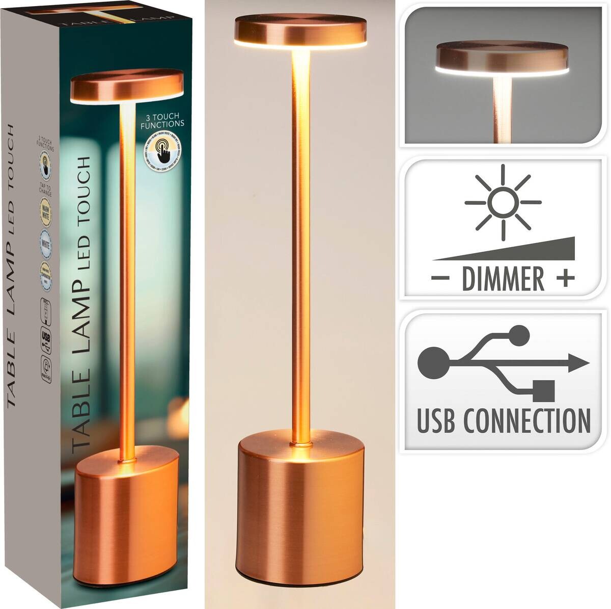 Tischlampe Eisen B/H/L: ca. 8,6x8,6x35,5 cm