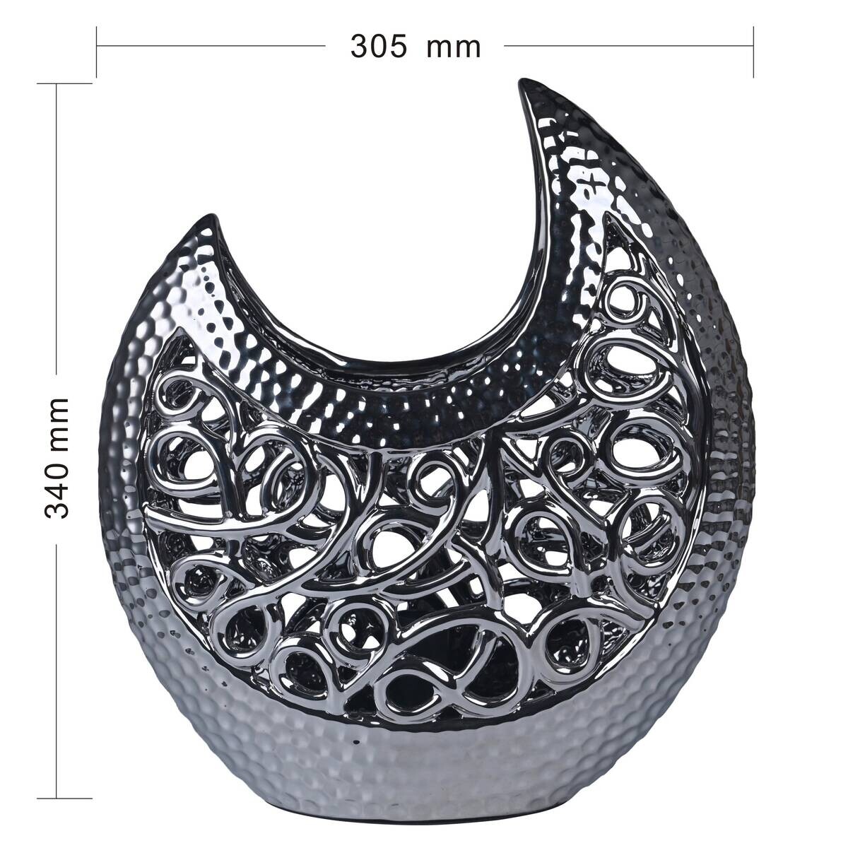 POCOline Keramik_Tischleuchte Adelina silber Keramik B/H/L: ca. 16x36x30 cm E14 1 Brennstellen