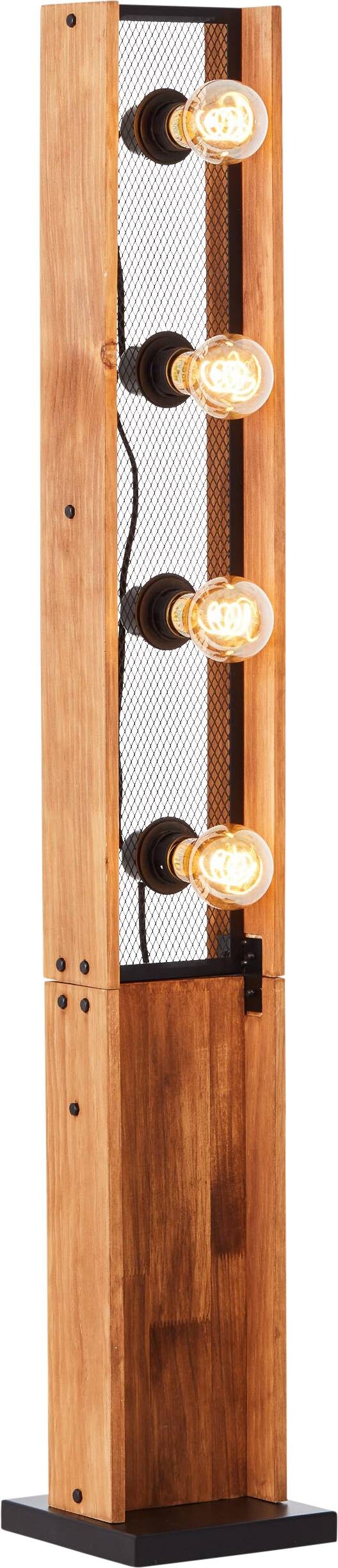 Brilliant Stehleuchte Calandra 93122/76 schwarz natur Metall Holz B/H/T: ca. 20x125,5x20 cm E27 4 Brennstellen