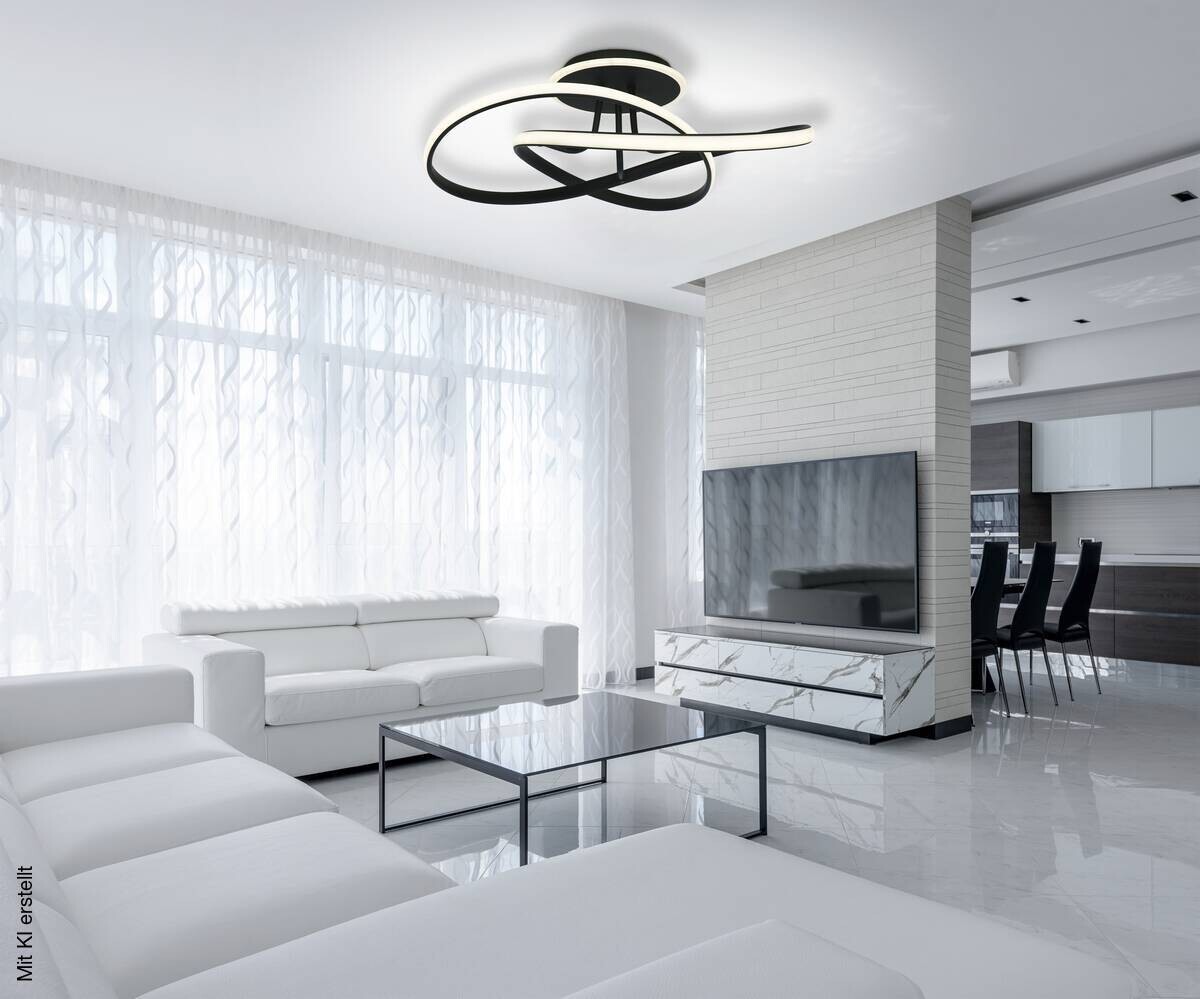 POCOline LED-Deckenleuchte Virage schwarz Metall Acryl B/H/L: ca. 54x16,5x54 cm