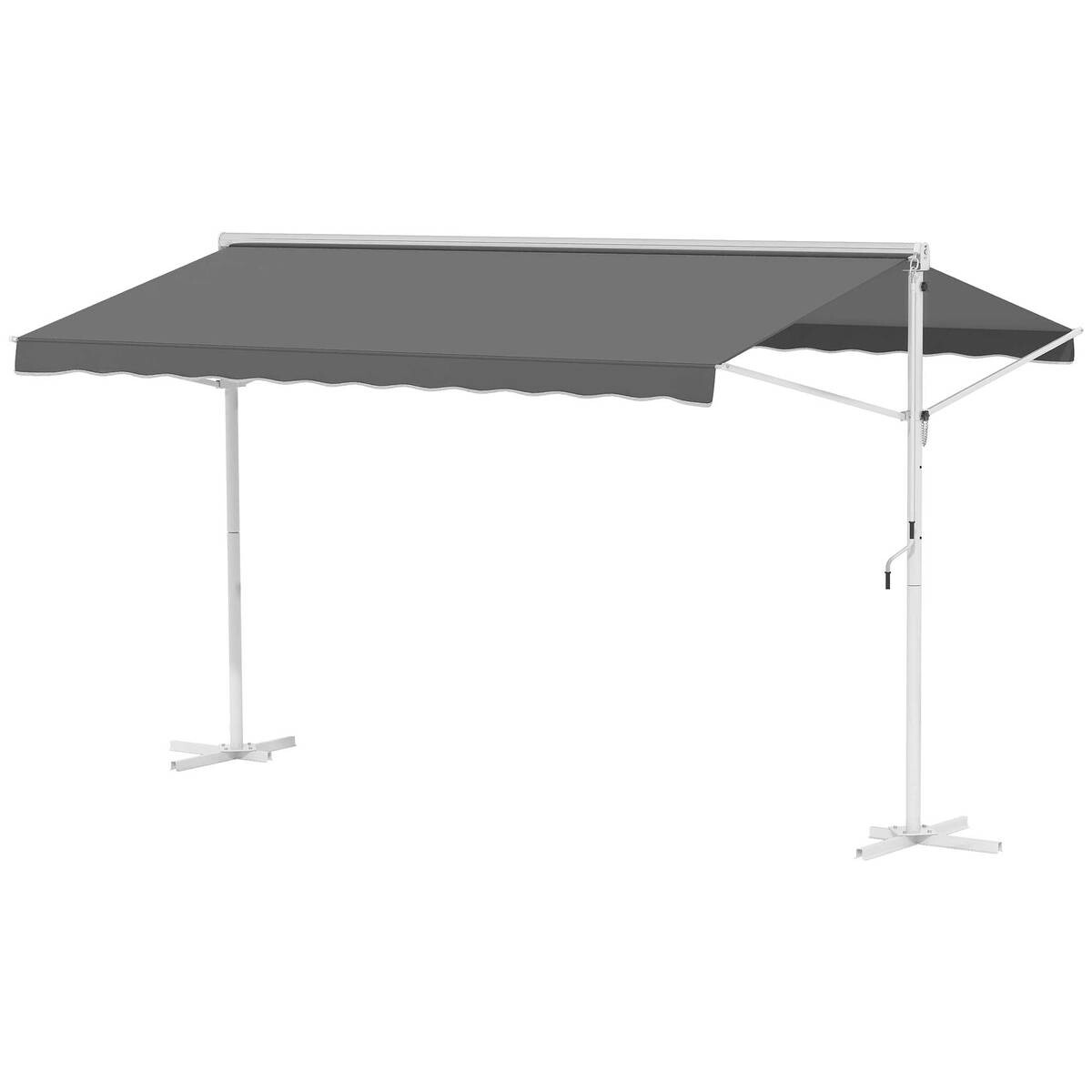 Outsunny Standmarkise mit Faltarm grau Metall B/H/L: ca. 298x255x395 cm