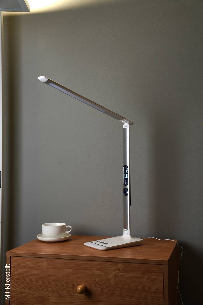 POCOline Schreibtischleuchte Apollo silber weiß Kunststoff H: ca. 52 cm