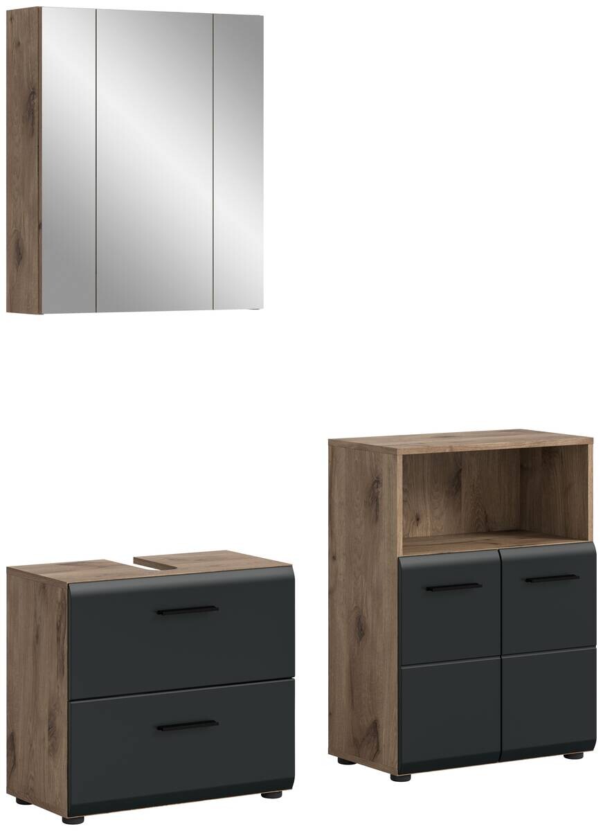Badezimmer-Set Ice Nox Oak Nachbildung schwarz matt B/H/T: ca. 135x185x30 cm