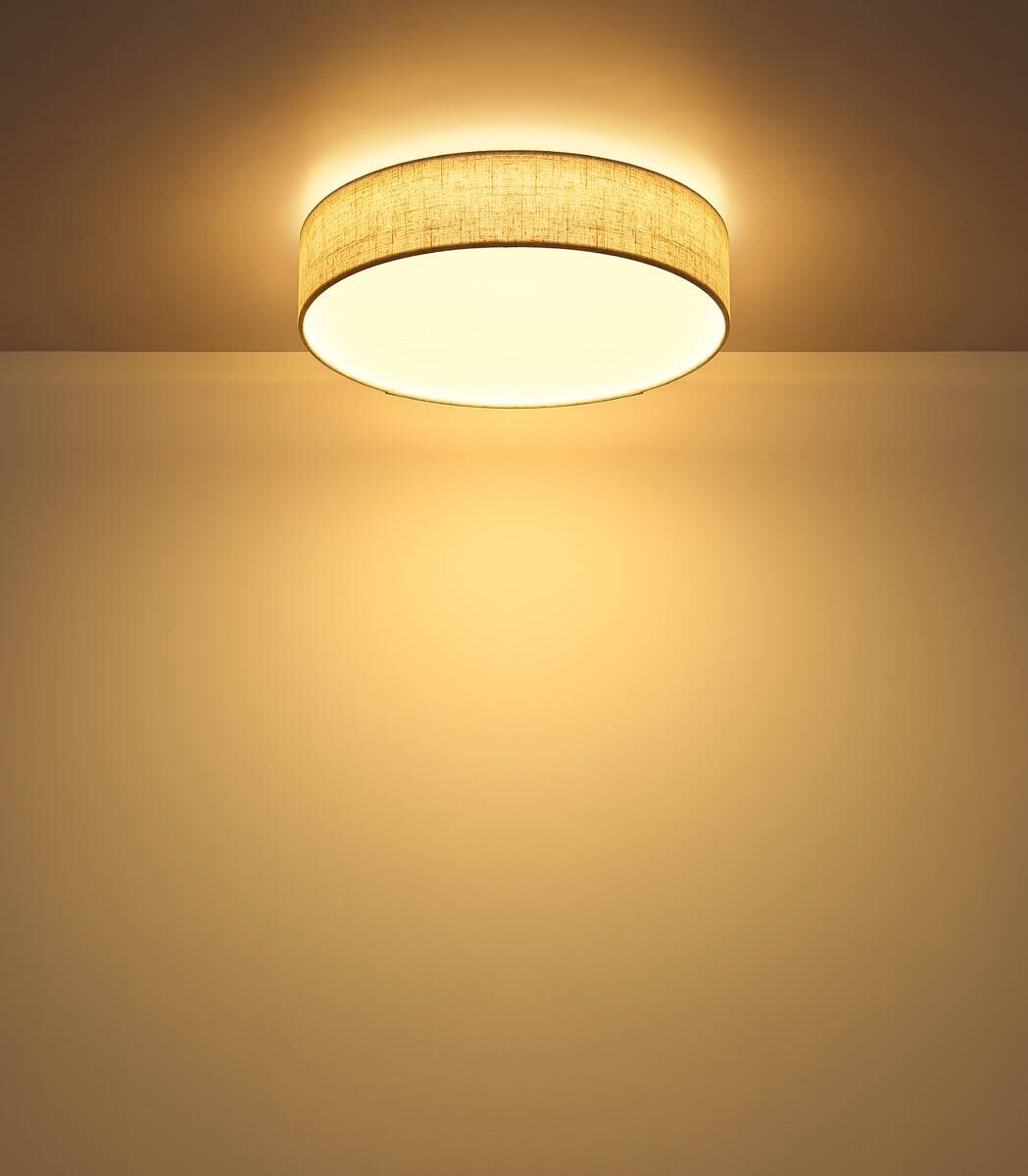 GLOBO LED-Deckenleuchte DELEON weiß Metall Leinen H/D: ca. 12,5x45 cm 1 Brennstellen