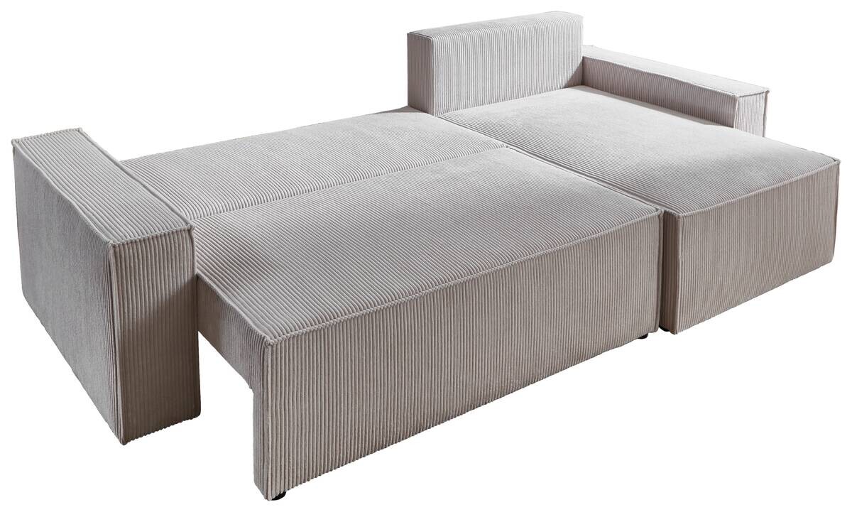 Ecksofa mit Bettfunktion und Bettkasten natur Microfaser B/H/T: ca. 266x150x83 cm