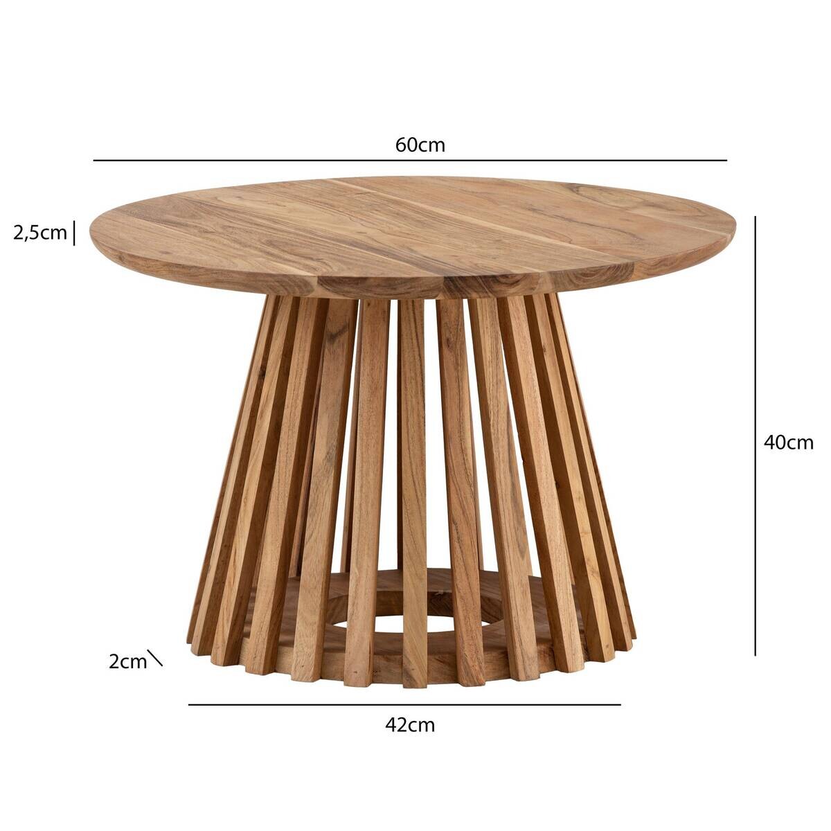 Wohnling Couchtisch braun Akazie H/D: ca. 40x60 cm
