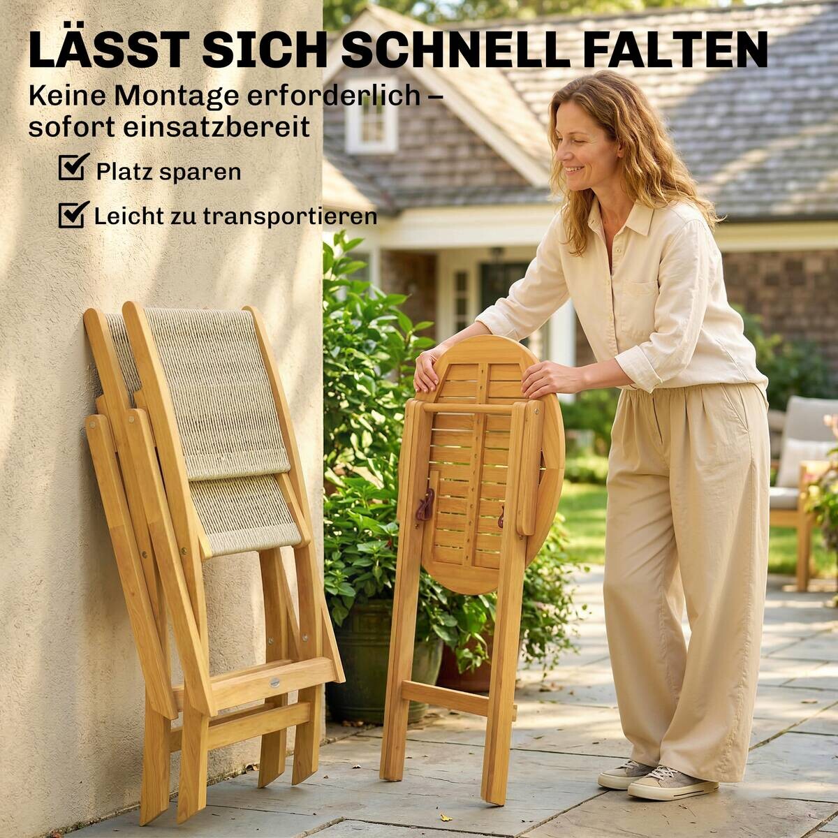 Outsunny Balkonmöbel-Set natur Kunststoff B/H/L: ca. 48x88x55,5 cm