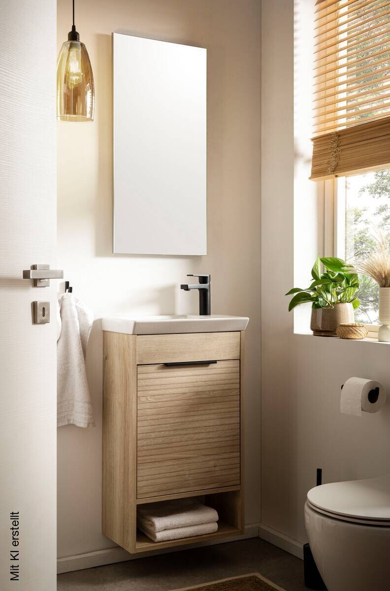 Waschplatz Mads Eiche Nachbildung weiß B/H/T: ca. 45,5x78x27,5 cm