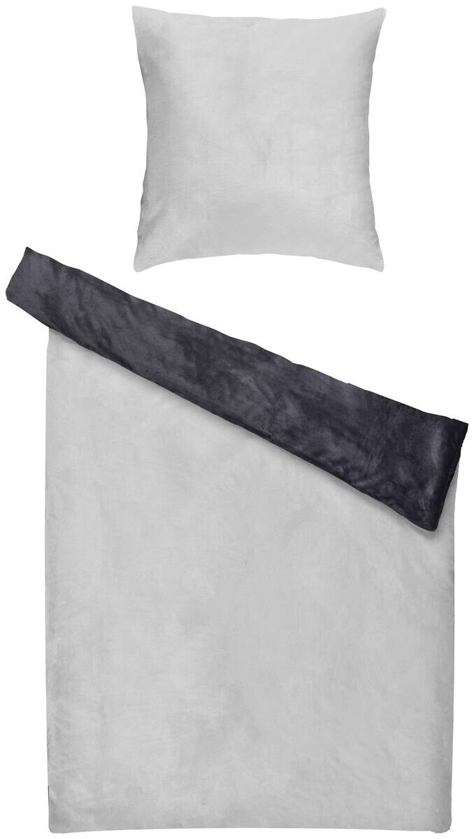 Microfaser Bettwäsche Cashmere touch silber anthrazit 100% Polyester B/L: ca. 135x200 cm
