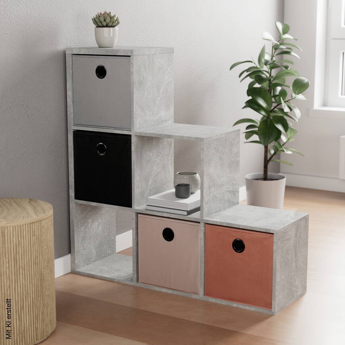 Stufenregal Max Step Beton Optik B/H/T: ca. 106x107x33 cm