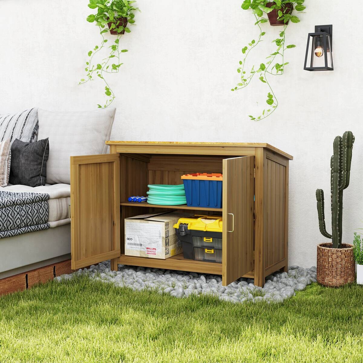 Outsunny Gartenschrank braun Holz B/H/L: ca. 50x85x110 cm