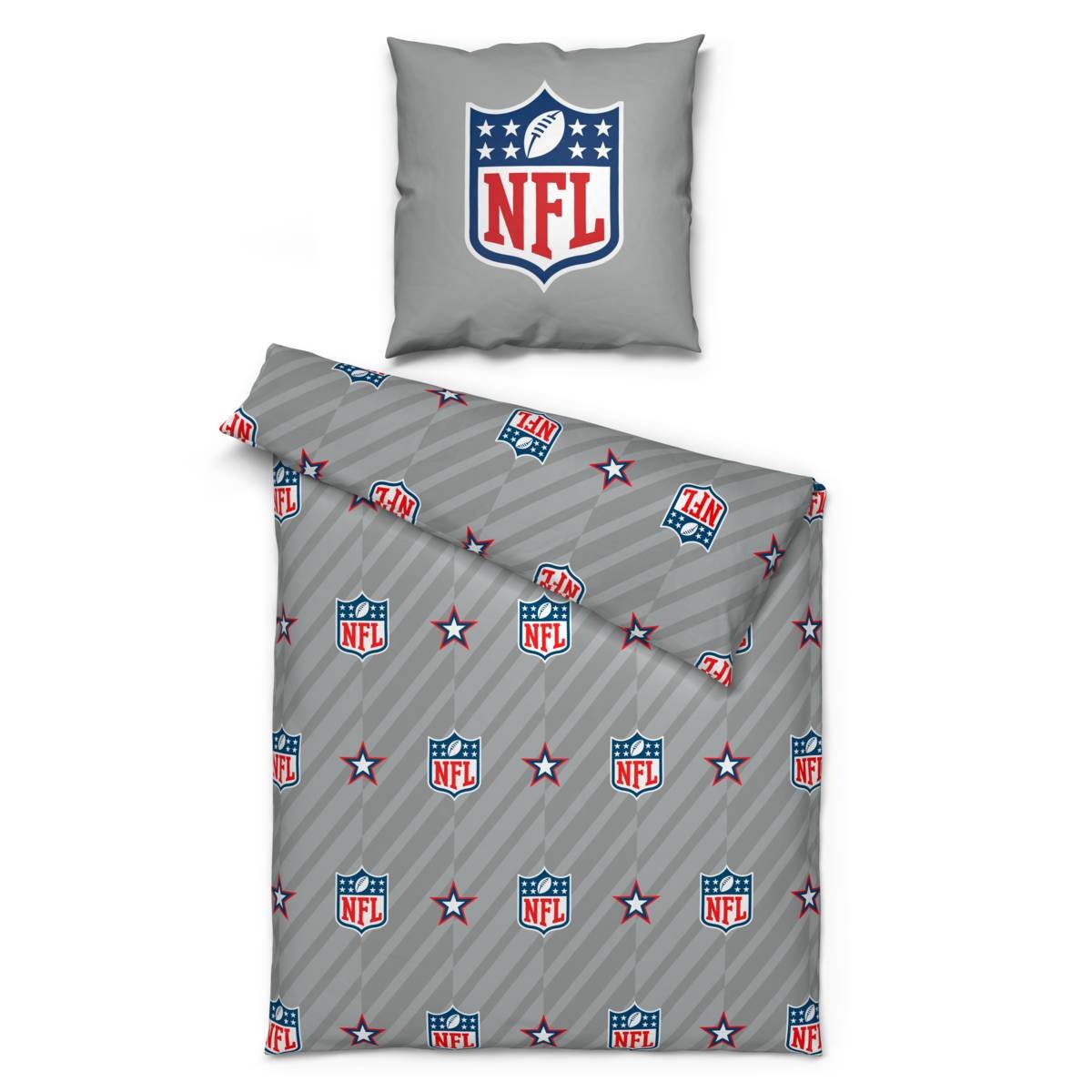 NFL Microfaser Bettwäsche NFL grau weiß rot 100% Polyester B/L: ca. 135x200 cm