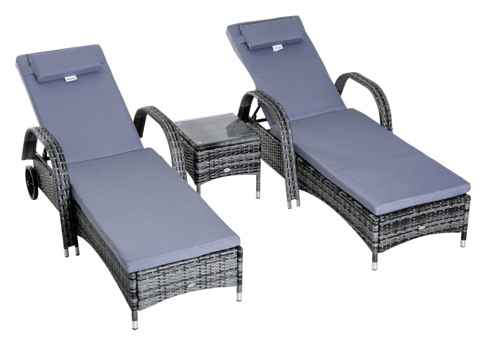 Outsunny Gartenliege grau Metall