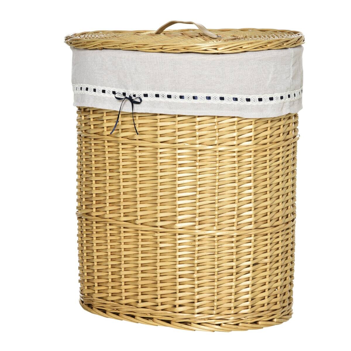 HOMCOM Wäschekorb natur Edelstahl B/H/L: ca. 38x51x57 cm