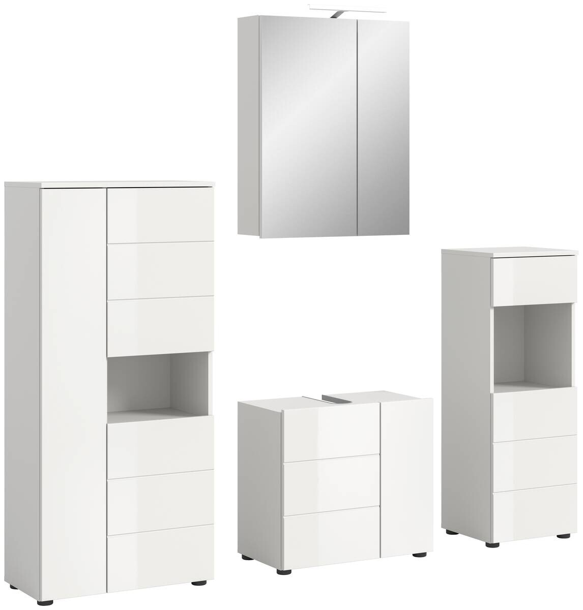 Badezimmer-Set VIRA weiß weiß Hochglanz B/H/T: ca. 188x190x34 cm