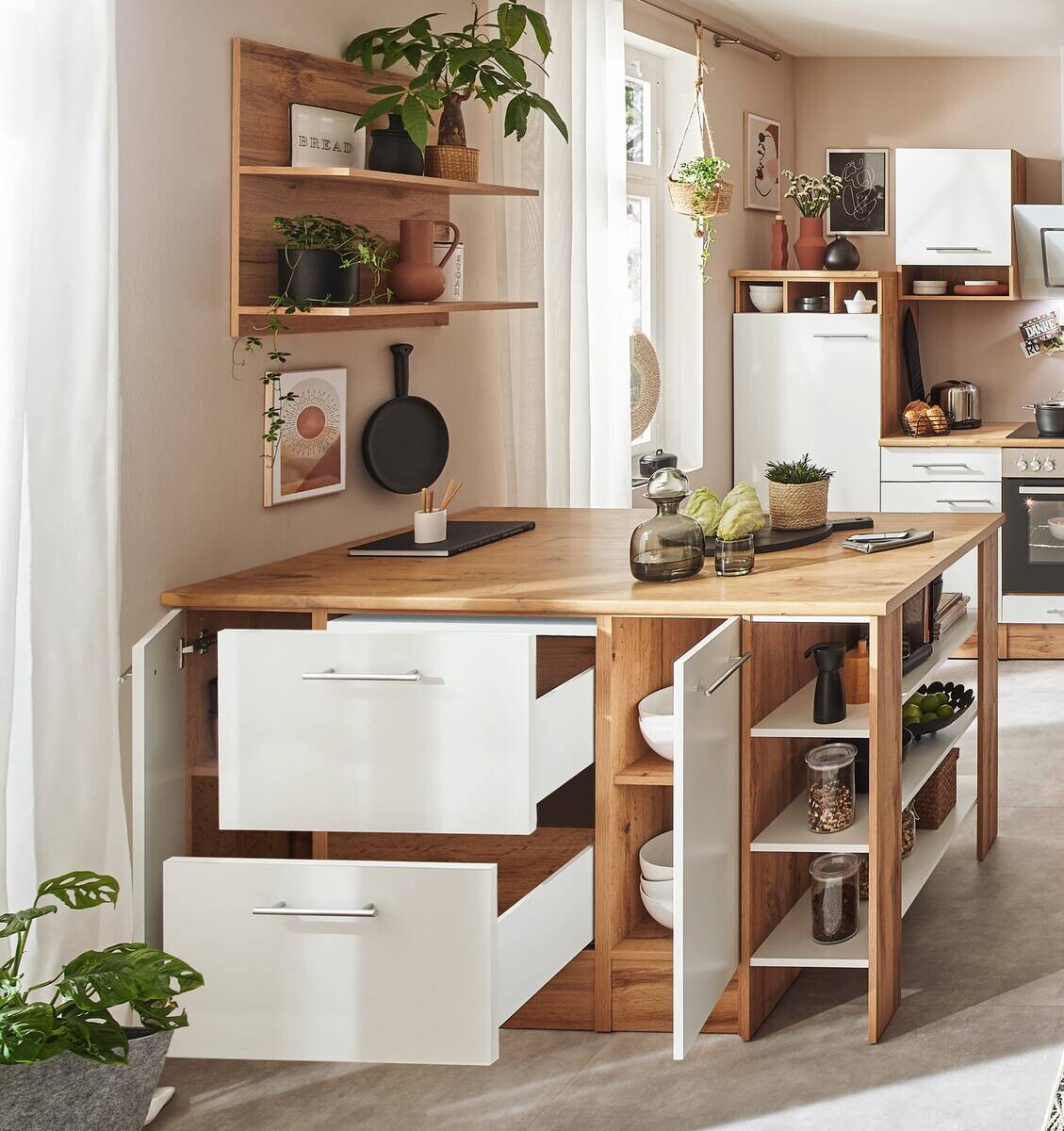 Respekta Inselküche Hilde weiß matt B/H/T: ca. 280x205x172 cm