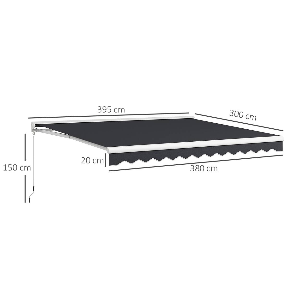 Outsunny Markise grau B/H/L: ca. 300x395x150 cm