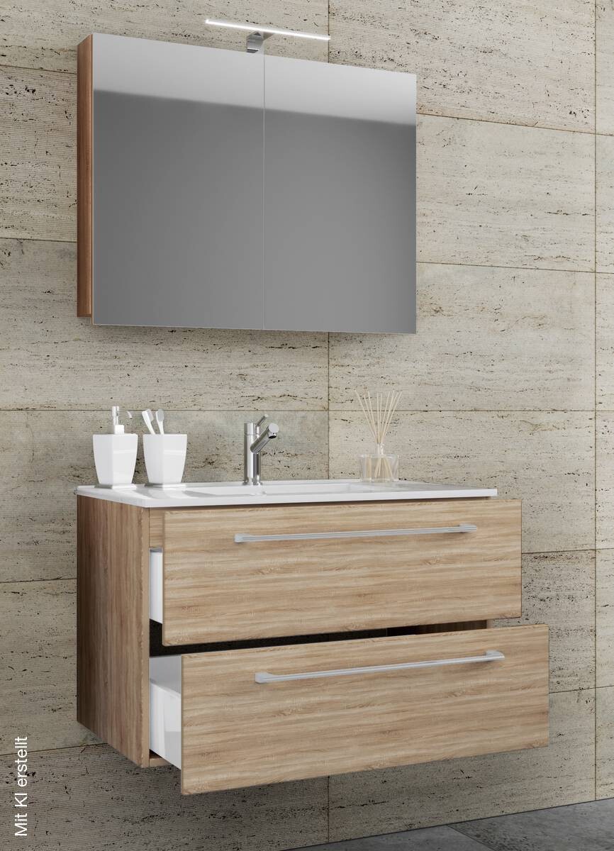 Waschplatz 3tlg-Badinos Eiche Sonoma Nachbildung B/H/T: ca. 60x50x46 cm