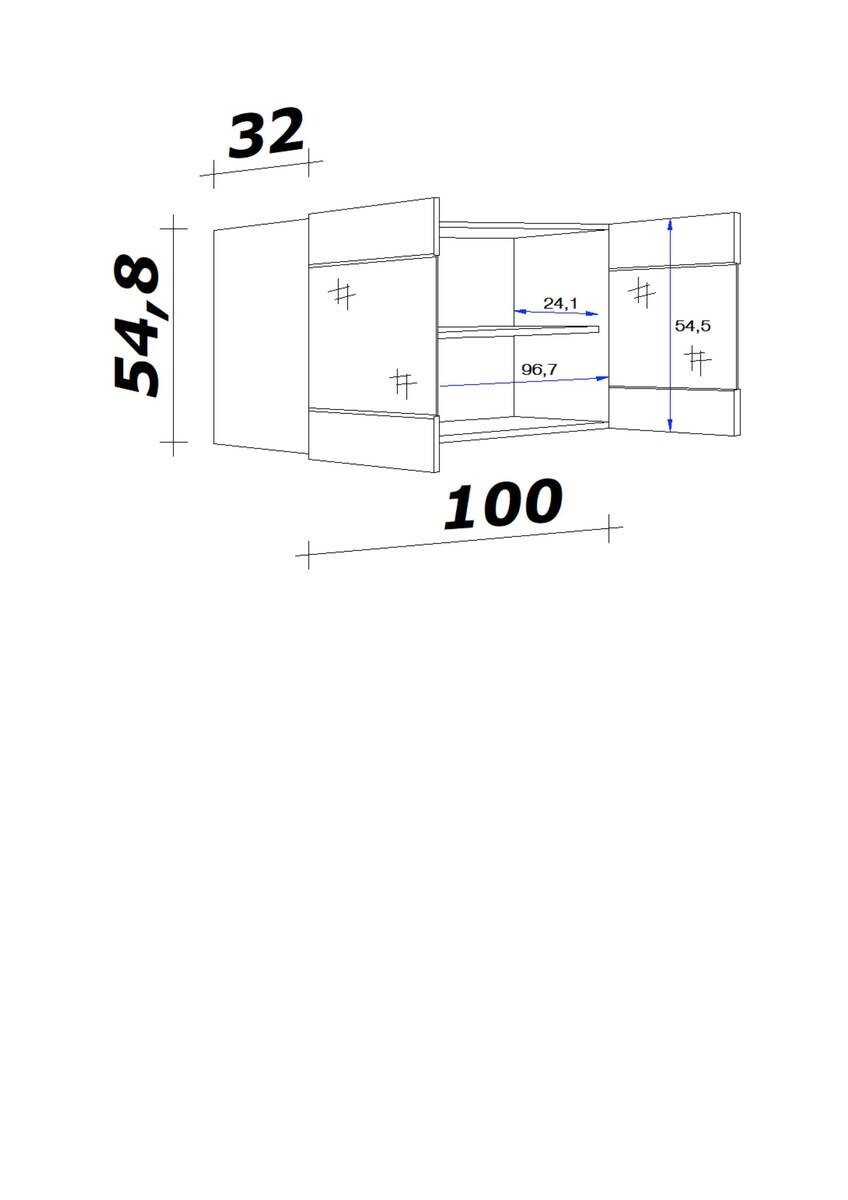 Hängeschrank Avila Magnolie matt B/H/T: ca. 100x54,8x32 cm