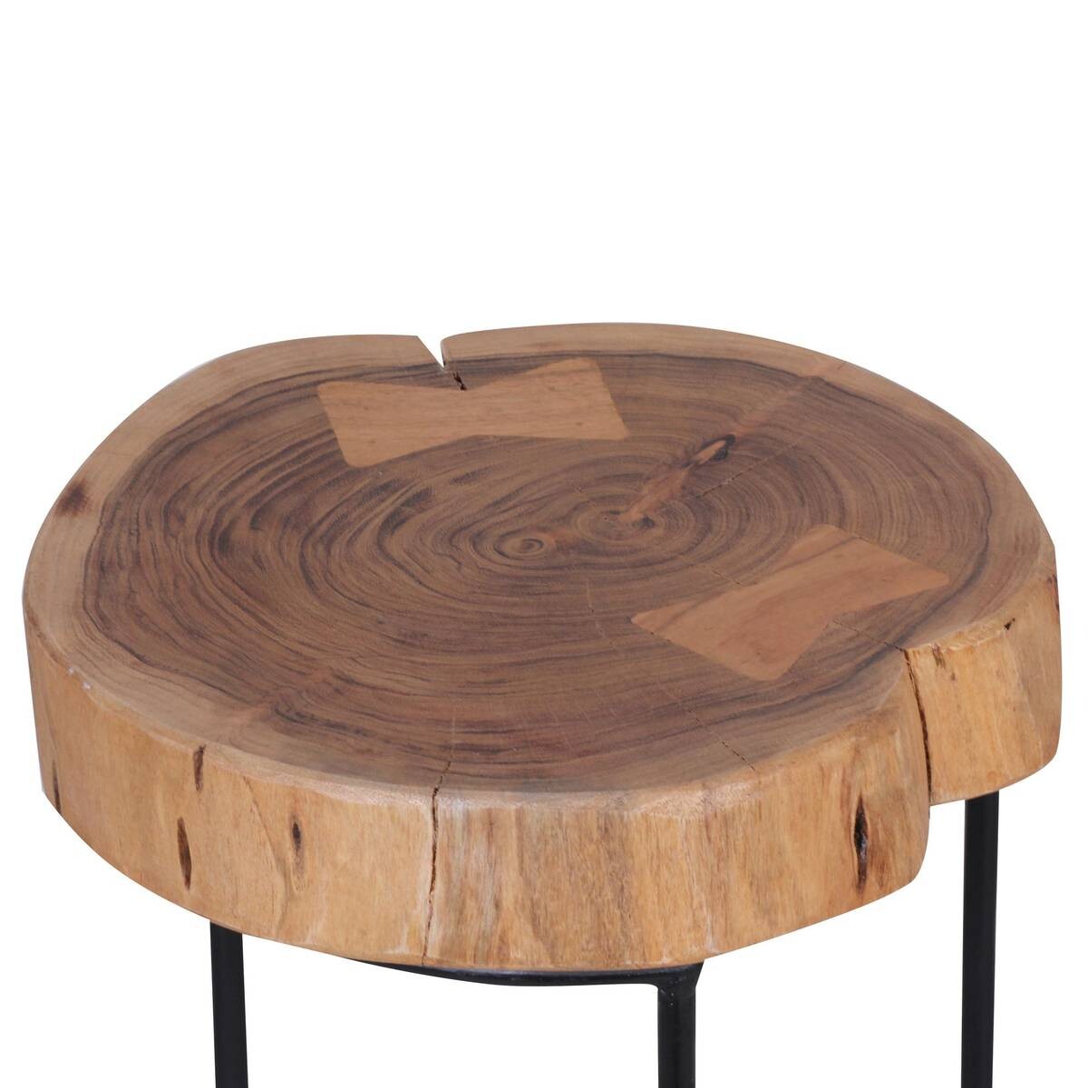 Beistelltisch natur schwarz Akazie Metall B/H/T: ca. 28x55x28 cm