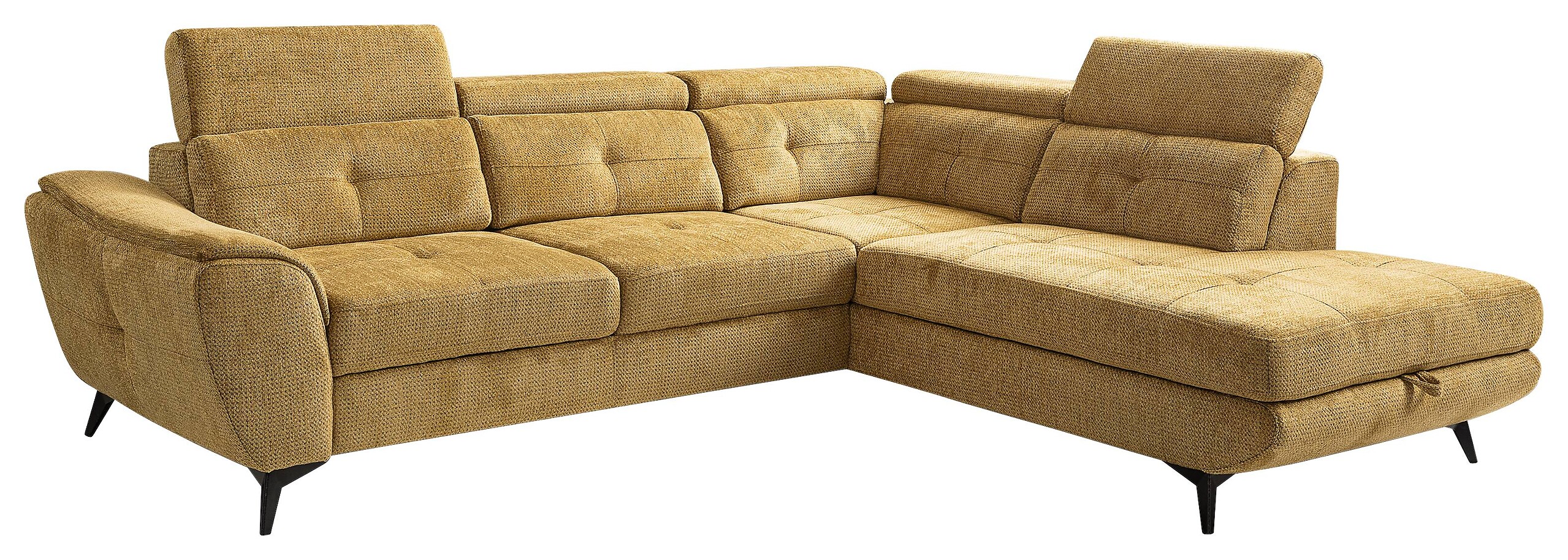 Ecksofa mit Bettfunktion und Bettkasten senf Microfaser B/H/T: ca. 274x82x231 cm