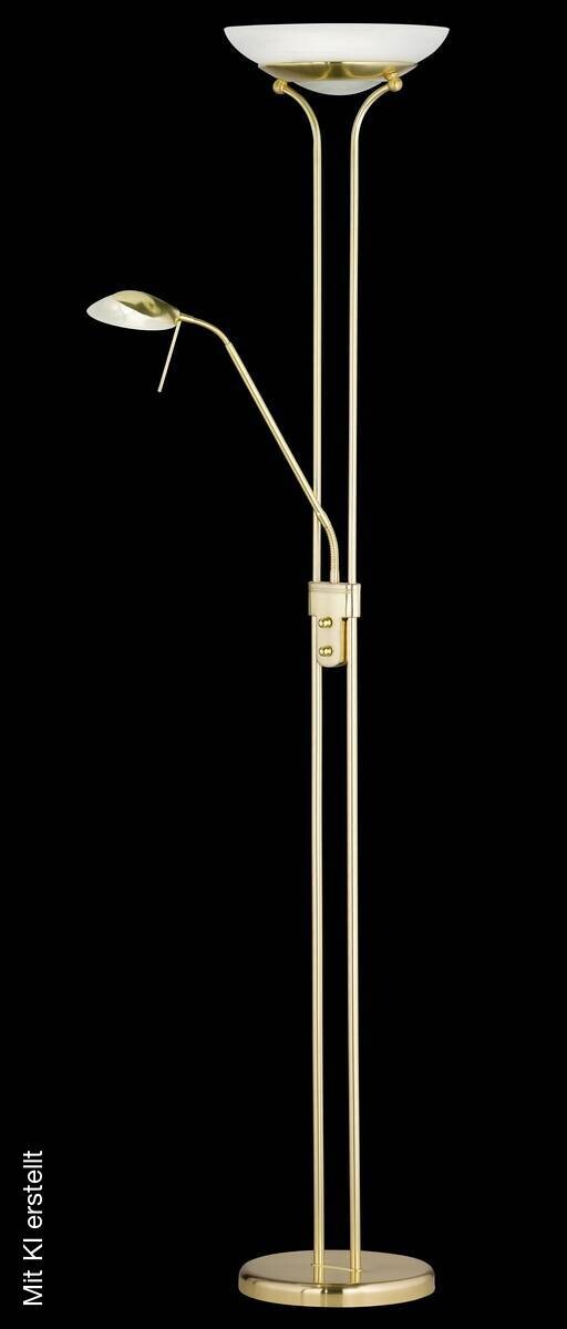 Fischer & Honsel Stehlampe 40145 messing weiß Glas Metall H/D: ca. 182x32 cm 1 Brennstellen