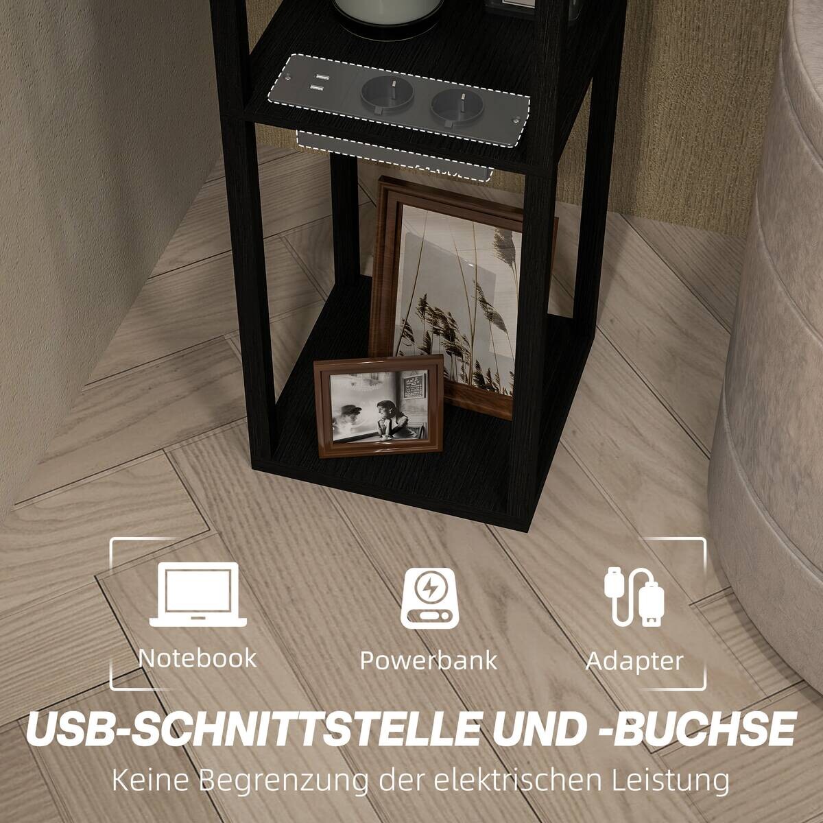 HOMCOM Stehleuchte schwarz weiß Holz MDF B/H/L: ca. 26x159x26 cm E27 1 Brennstellen