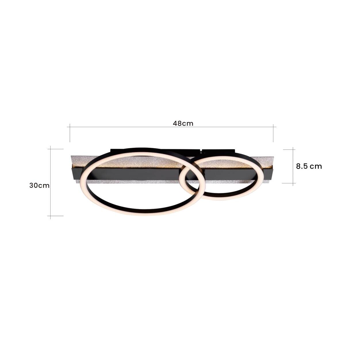 POCOline LED-Deckenleuchte Arietty schwarz Metall Kunststoff B/H/L: ca. 30x8,5x48 cm