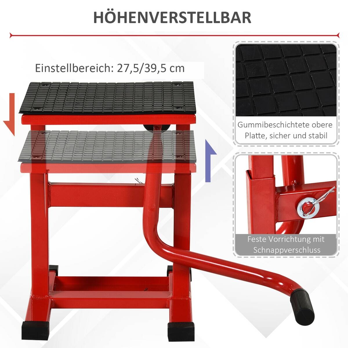 DURHAND Motorradheber rot B/H/T/L: ca. 34x43x34x48 cm