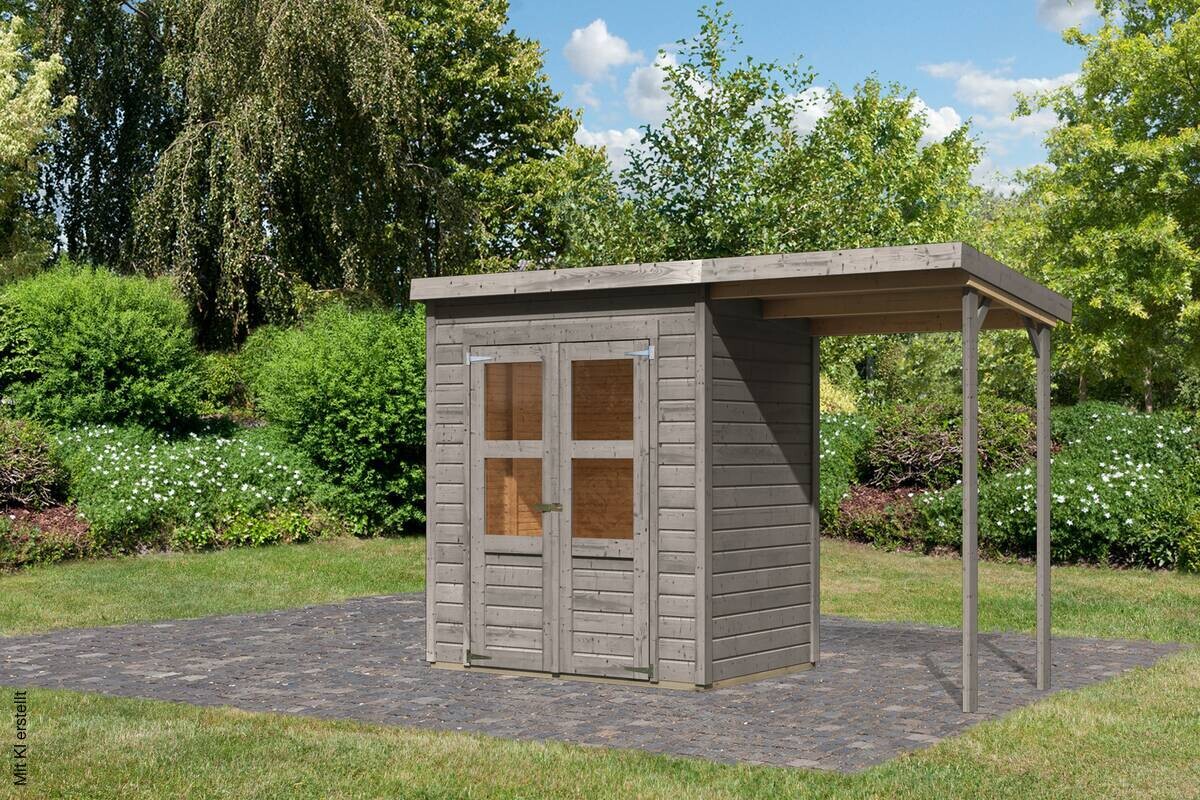Karibu Gartenhaus Tony 0 grau B/H/T: ca. 182x219x126 cm