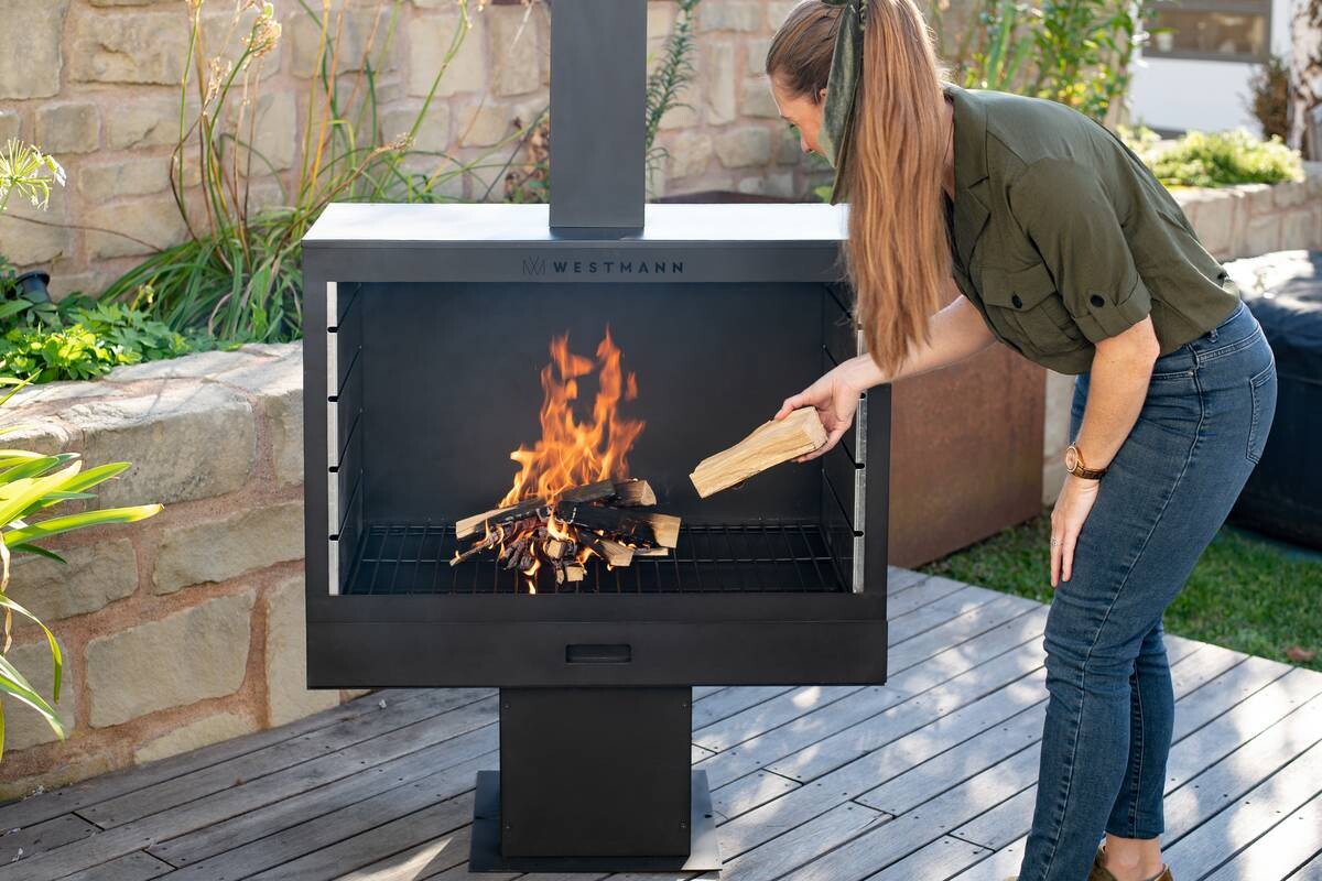 Westmann Grill-und Gartenkamin schwarz Metall B/H/T: ca. 90x160x50 cm