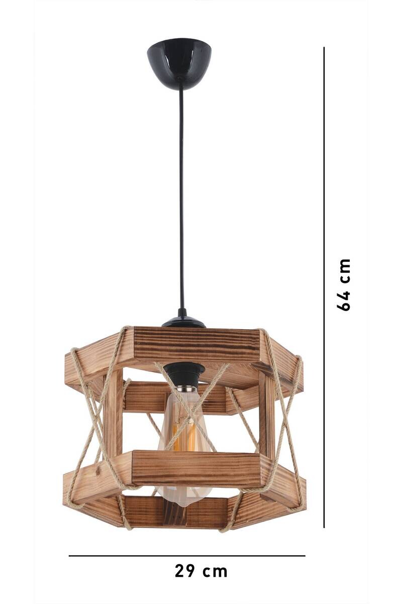 Opviq Pendelleuchte braun Holz B/H/T/L: ca. 26x65x30x26 cm E27 1 Brennstellen