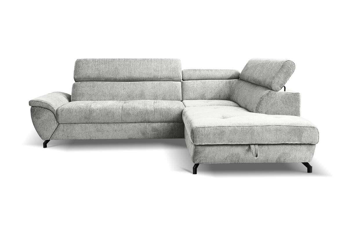 Ecksofa mit Bettfunktion und Bettkasten silber Microfaser B/H/T: ca. 263x77x210 cm