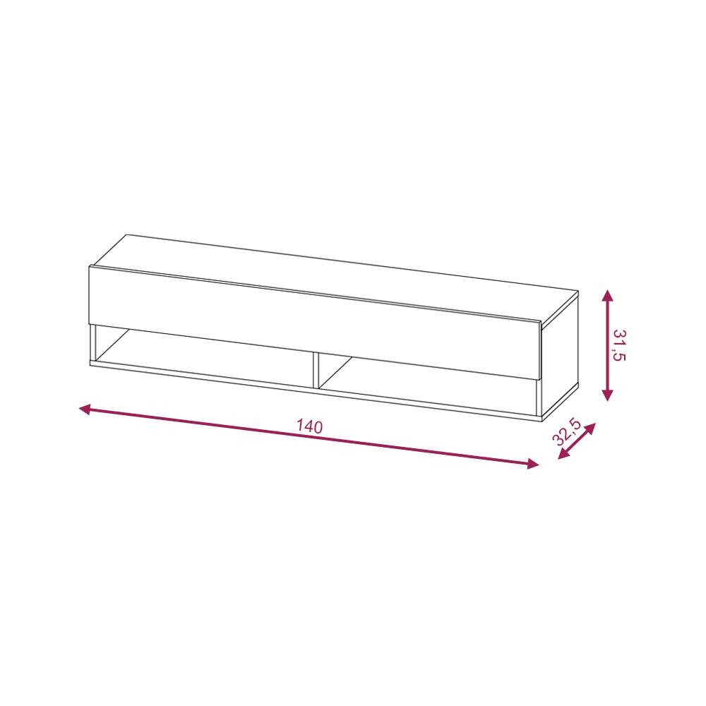 TV-Lowboard TV LOWBOARD DERBY 140 Eiche Wotan Nachbildung schwarz glänzend B/H/T: ca. 140x32,5x31,5 cm