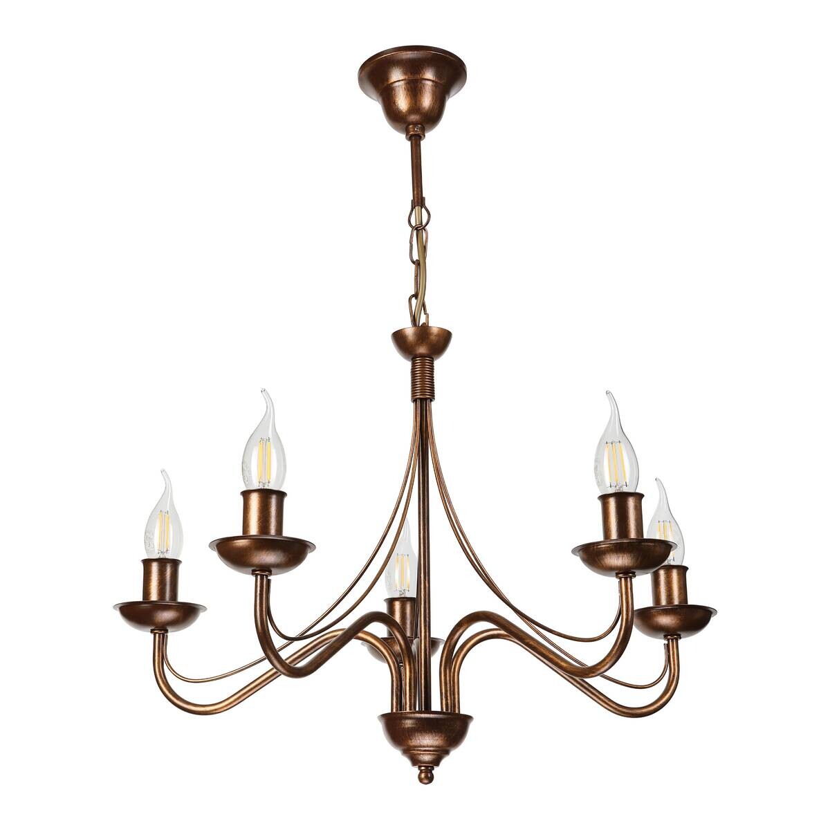 Lamkur Pendelleuchte braun Stahl B/H/L: ca. 53x71x53 cm E14 5 Brennstellen