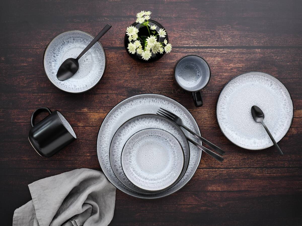 CreaTable Kombiservice Nordic Fjord grau Steinzeug 10 tlg.