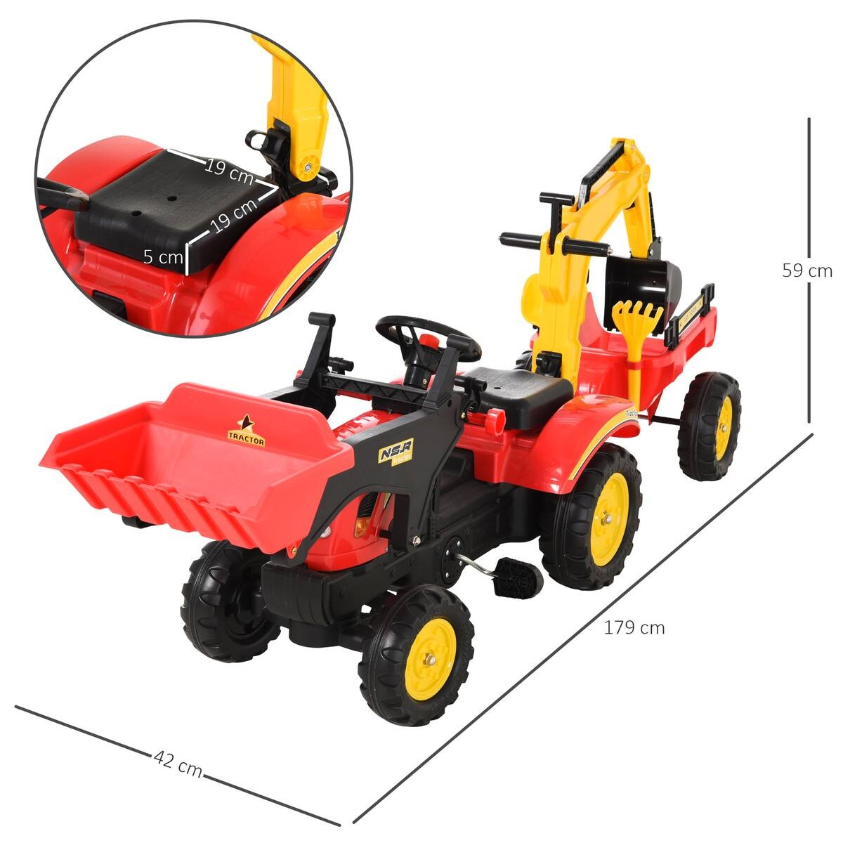 HOMCOM Kinder-Tretbagger B/H/L: ca. 42x59x179 cm