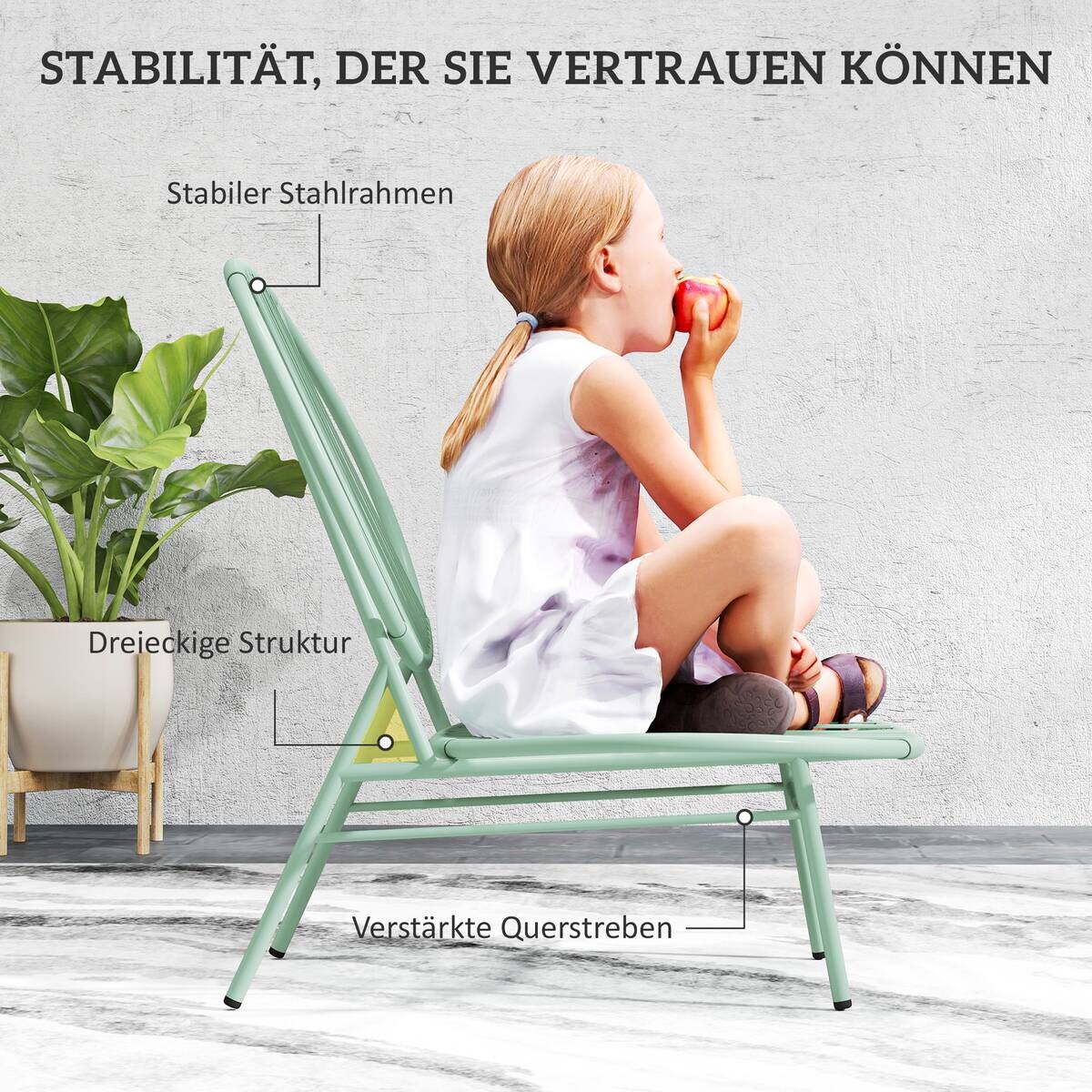 Outsunny Bistro-Set grün Stahl B/H/L: ca. 68x78x74 cm