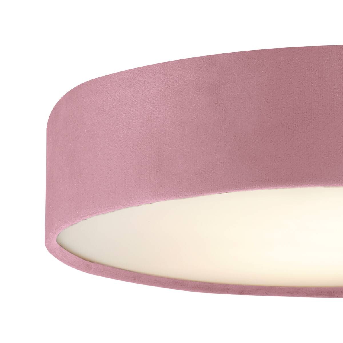 Searchlight Deckenleuchte Drum pink Samt Stahl B/H/L/D: ca. 50x10x50x50 cm E27 3 Brennstellen