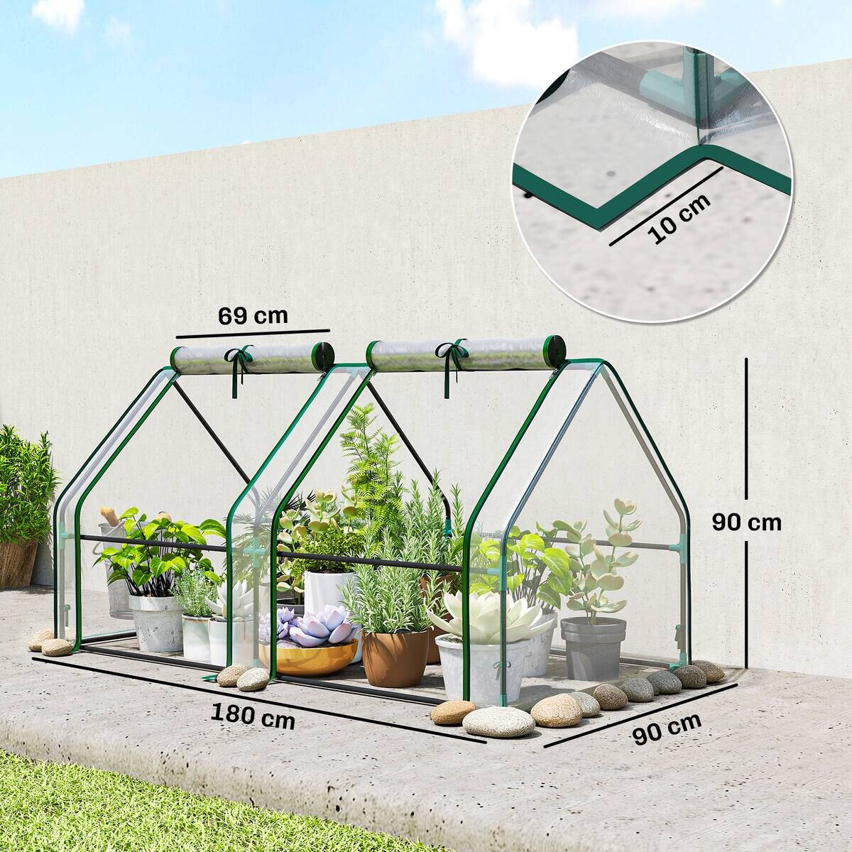 Outsunny Gewächshaus B/H/T/L: ca. 90x90x90x180 cm transparent