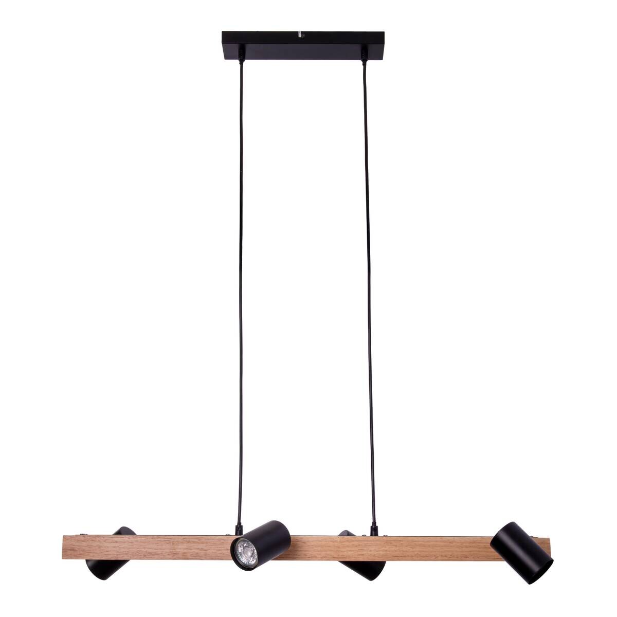 Näve Leuchten Pendelleuchte 7094522 schwarz Holz Metall B/H/T: ca. 24x120x80 cm GU10 4 Brennstellen