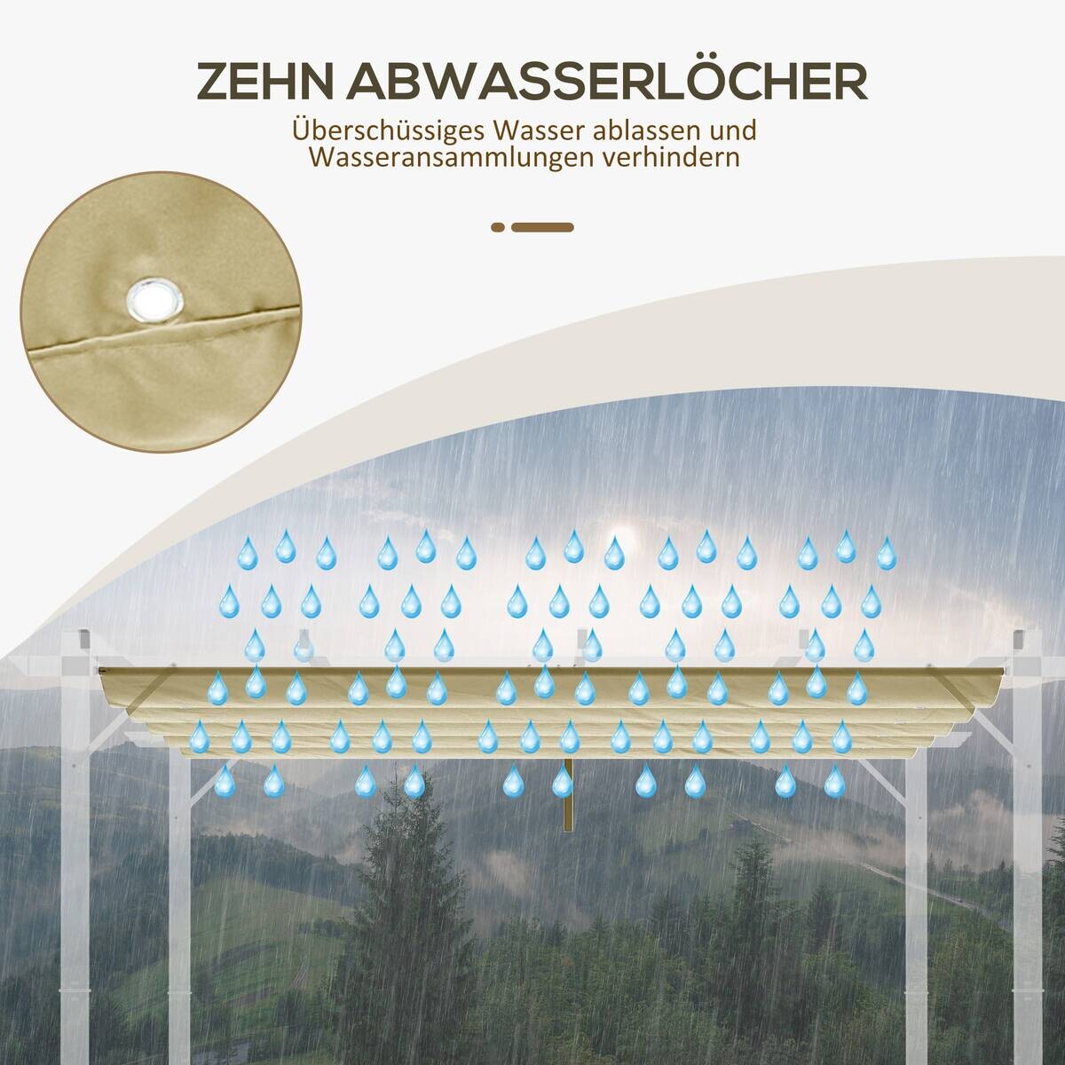 Outsunny Ersatzdach beige Polyester B/H/L: ca. 260x6x350 cm