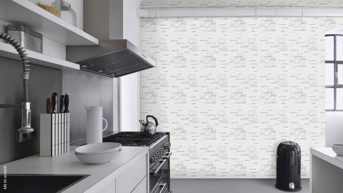 Vliestapete Kaffee weiß silber B/L: ca. 53x1005 cm