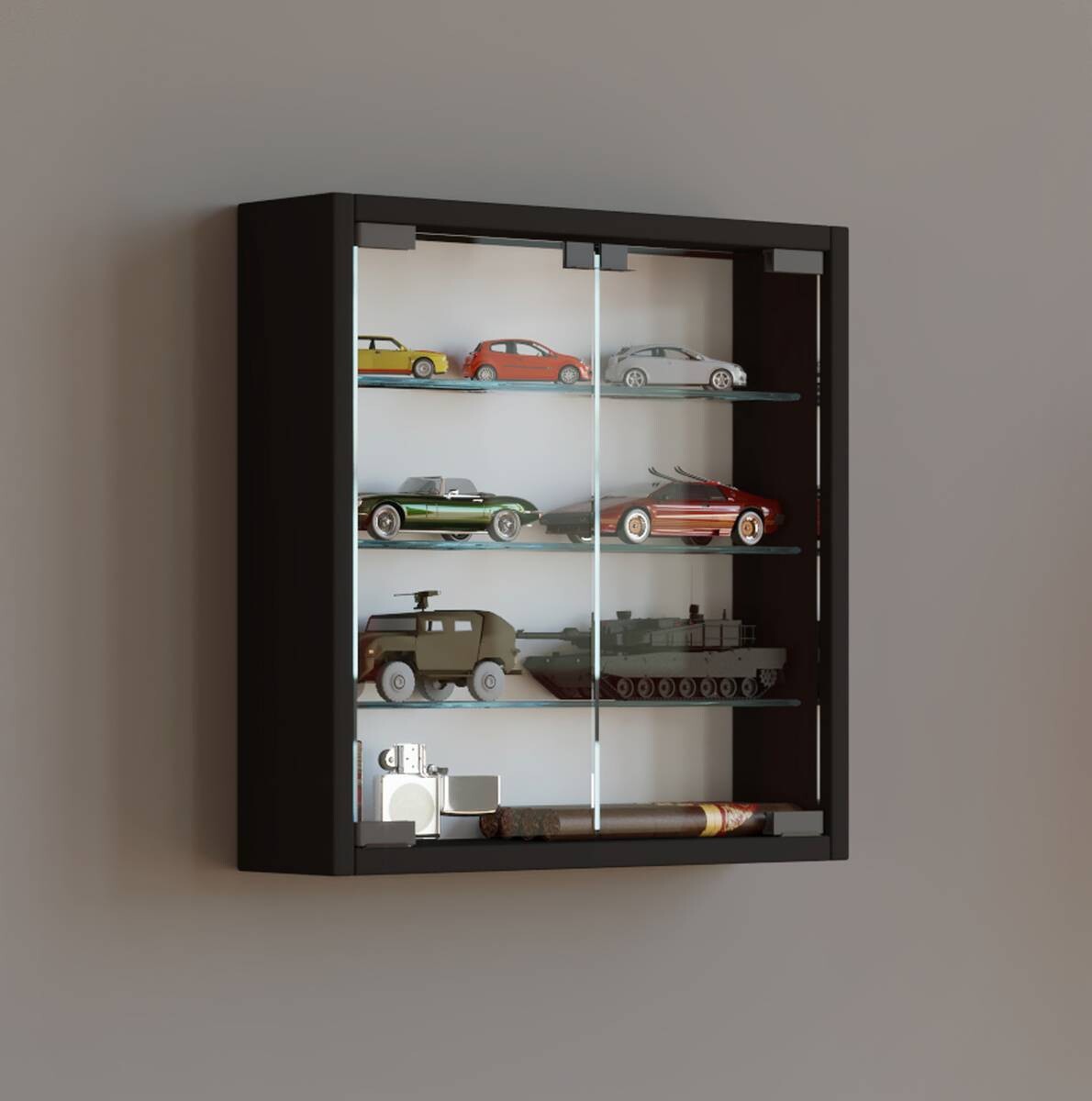 Vitrine Mandosa S schwarz Holzwerkstoff Glas B/H/T: ca. 40x40x10 cm