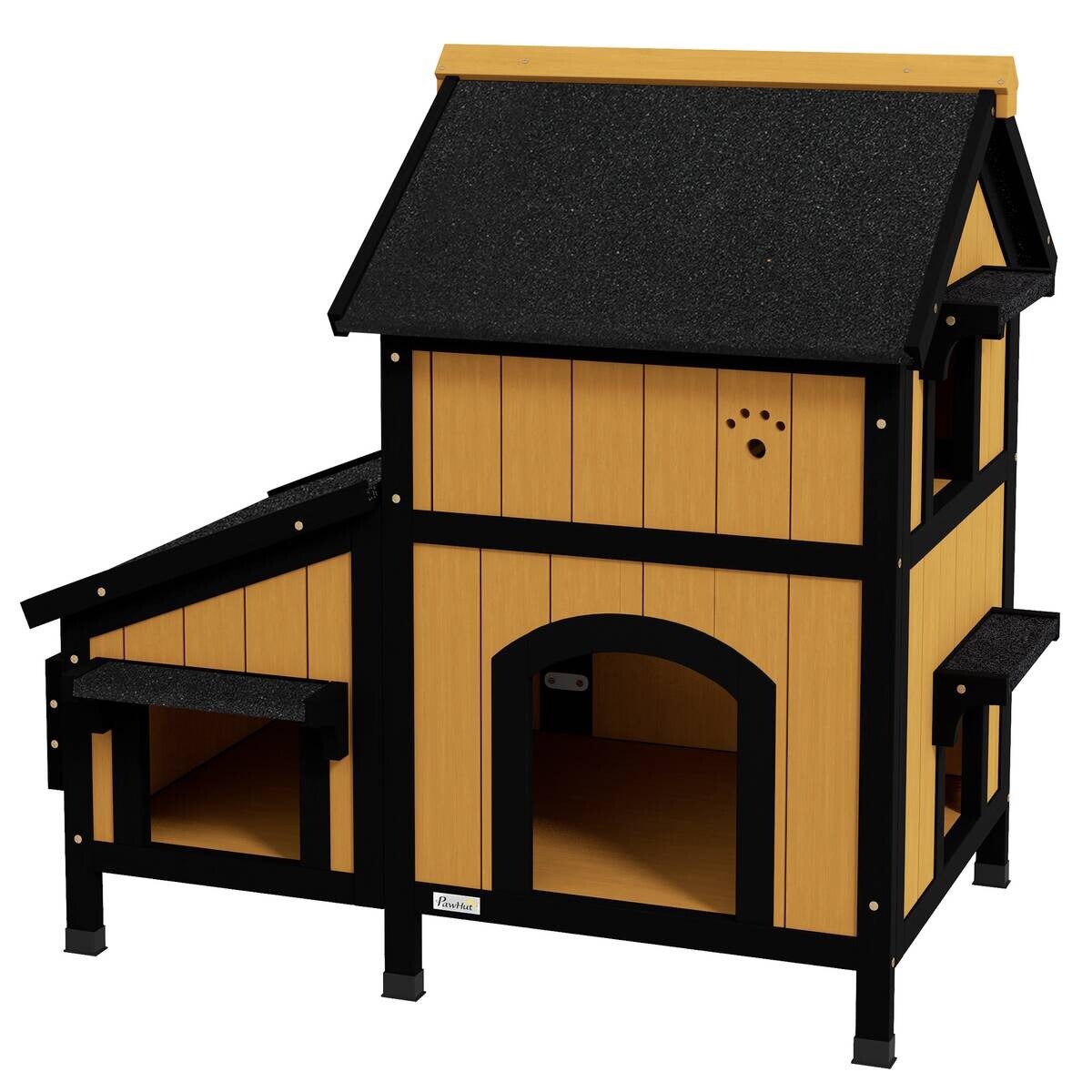 PawHut Katzen-Zubehör gelb Holz B/H/L: ca. 65x96x85,5 cm