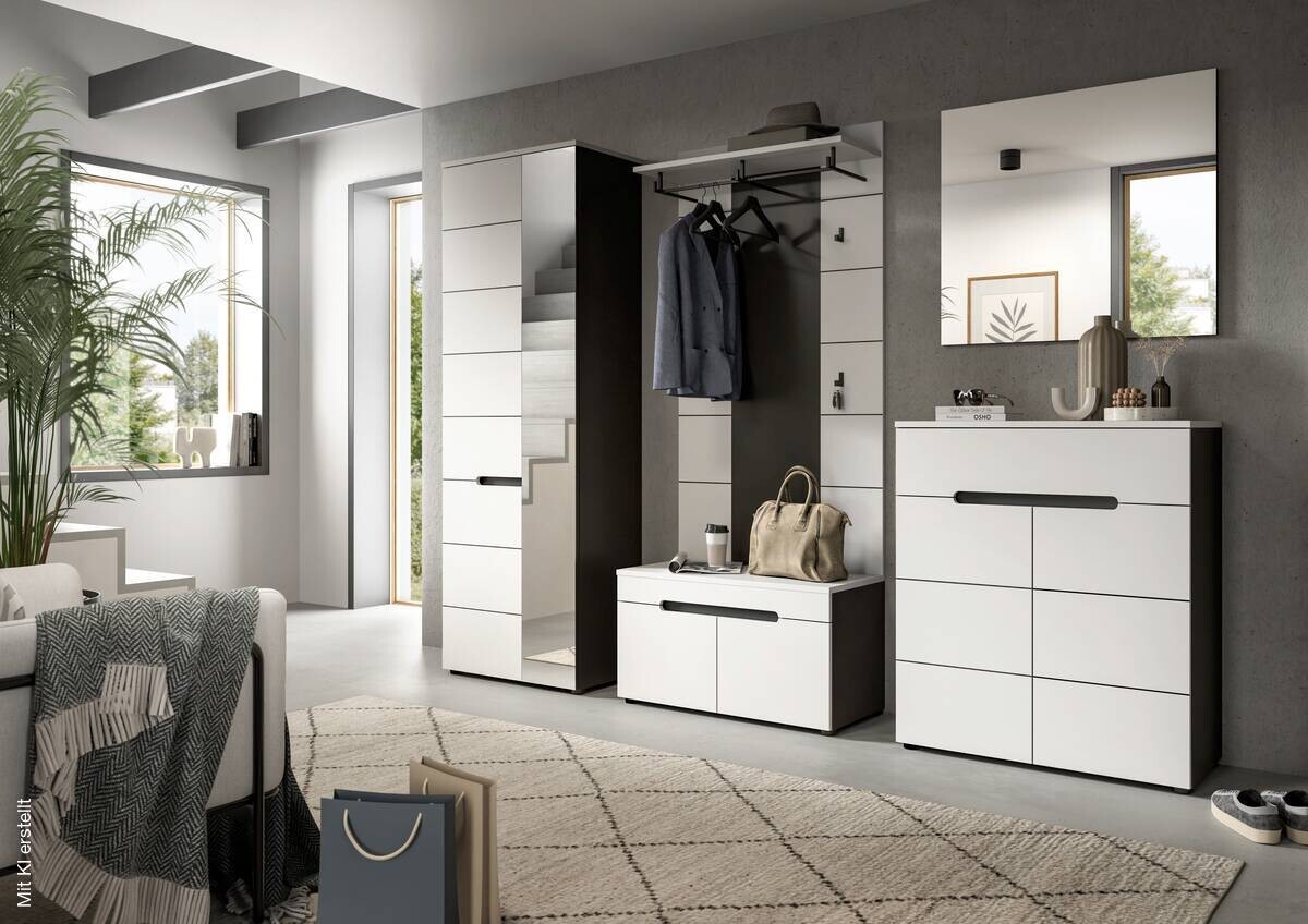 Garderobe Canu basaltgrau Nachbildung weiß B/H/T: ca. 160x190x37 cm