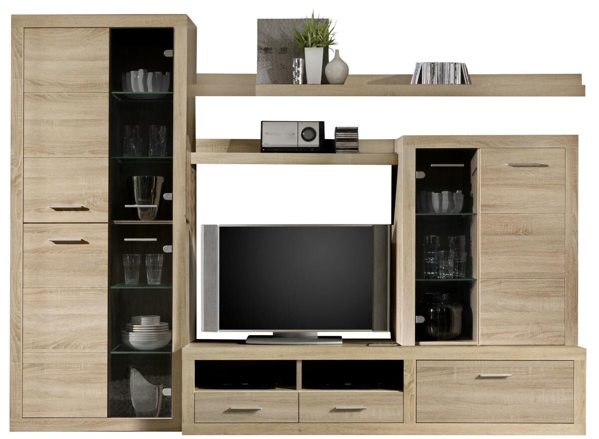 Wohnwand CanCan Eiche Sonoma Nachbildung B/H/T: ca. 285x195x40 cm | Eiche | 285,00/195,00/40,00 cm