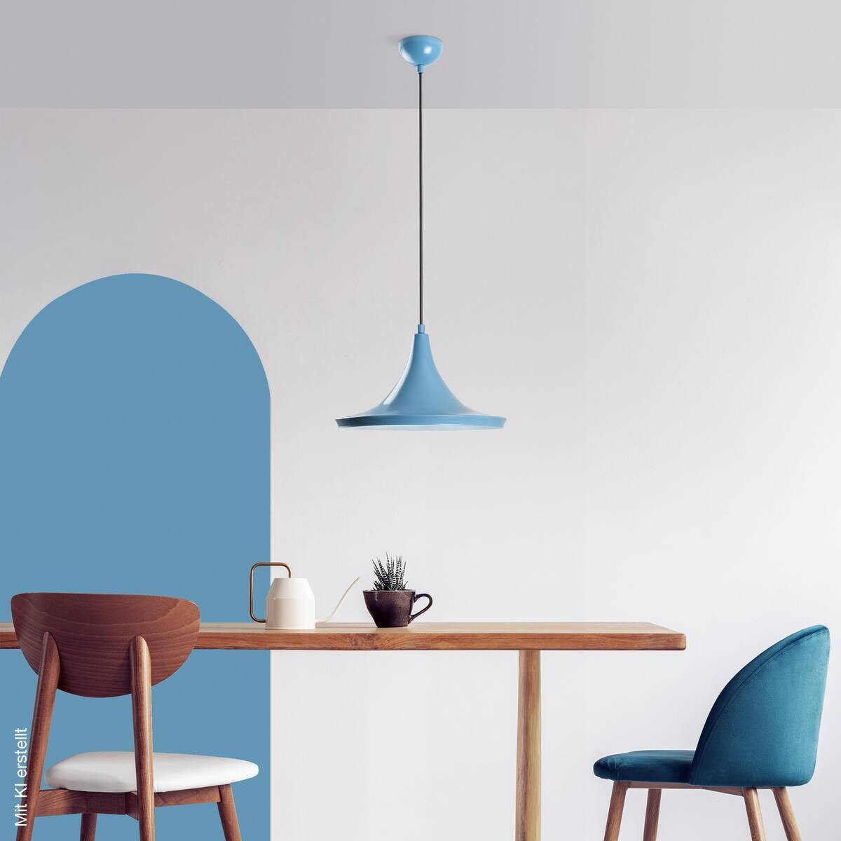 Opviq Pendelleuchte blau B/H/T: ca. 30x117x30 cm E27 1 Brennstellen